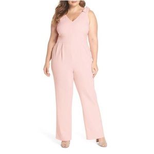Chelsea28 Pink Bow Shoulder Jumpsuit NWOT